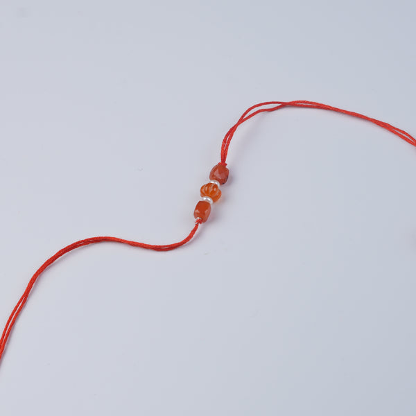 Carnelian & Freshwater Pearl Rakhi (Project Handmade)