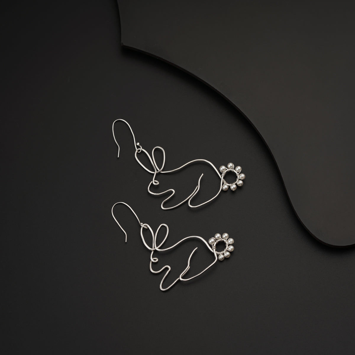 Silver Rabbit Wire Earring