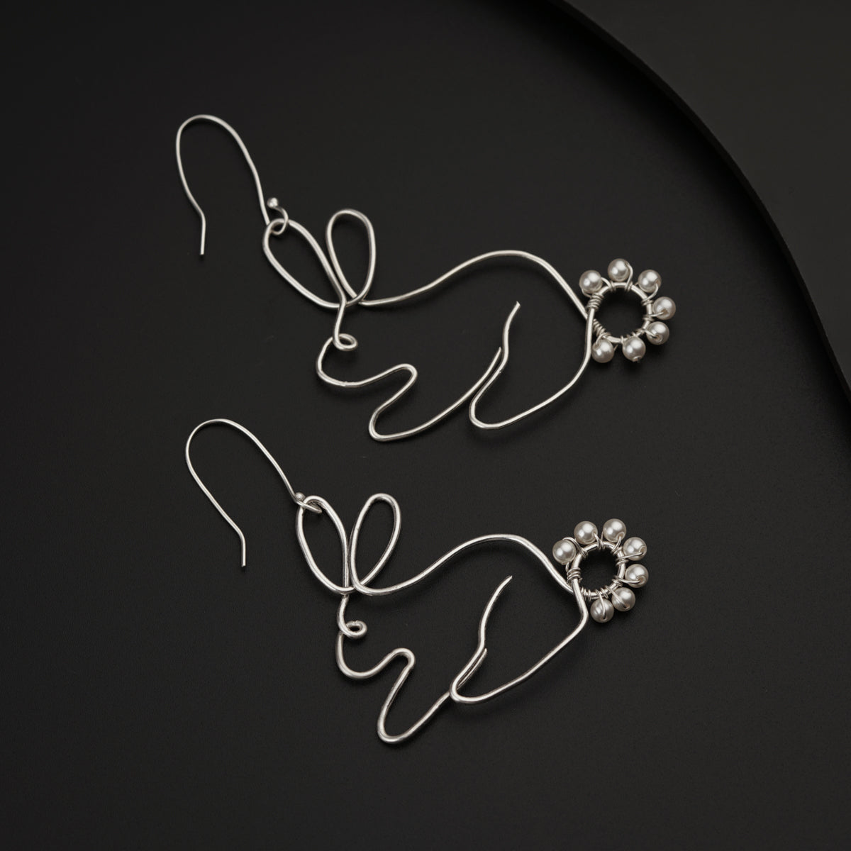 Silver Rabbit Wire Earring