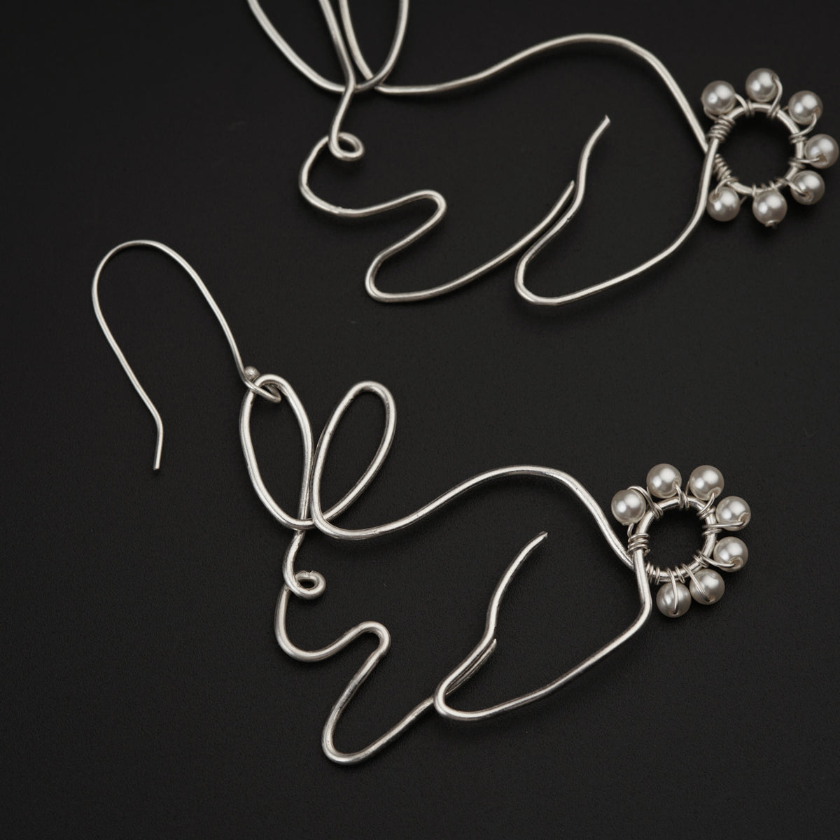 Silver Rabbit Wire Earring