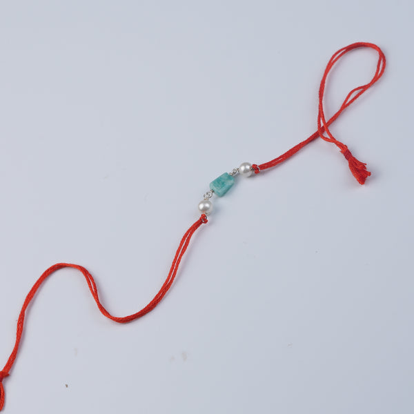 Amazonite & Pearl Rakhi (Project Handmade)