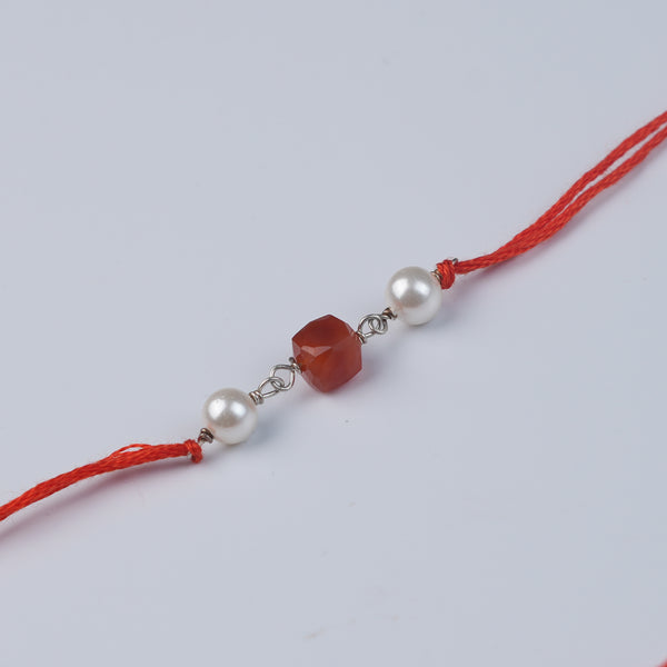 Carnelian & Pearl Rakhi (Project Handmade)