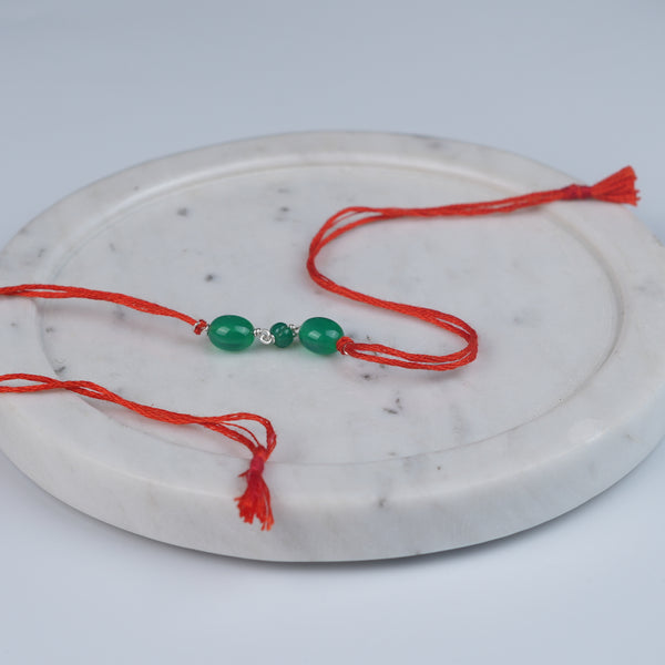 Green Onyx Ganthan Rakhi (Project Handmade)