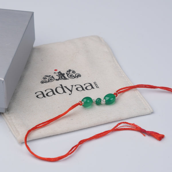 Green Onyx Ganthan Rakhi (Project Handmade)