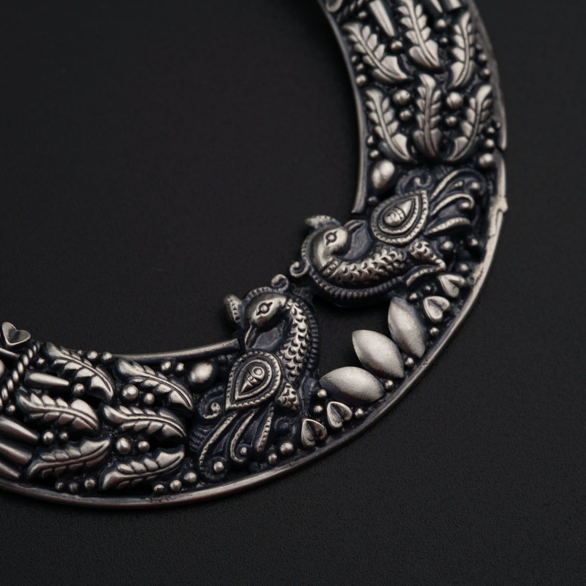 Silver Chaandbali Pearl Necklace