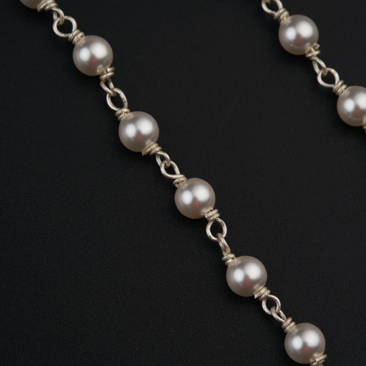Silver Chaandbali Pearl Necklace