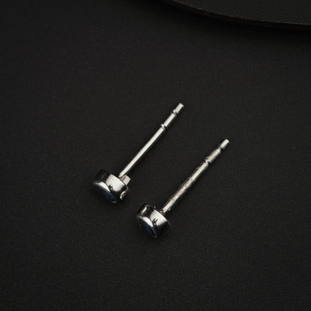 Tiny Blue CZ Stone Silver Studs