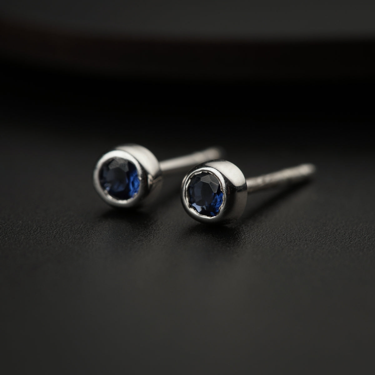 Tiny Blue Silver Studs | CZ | 92.5 Silver