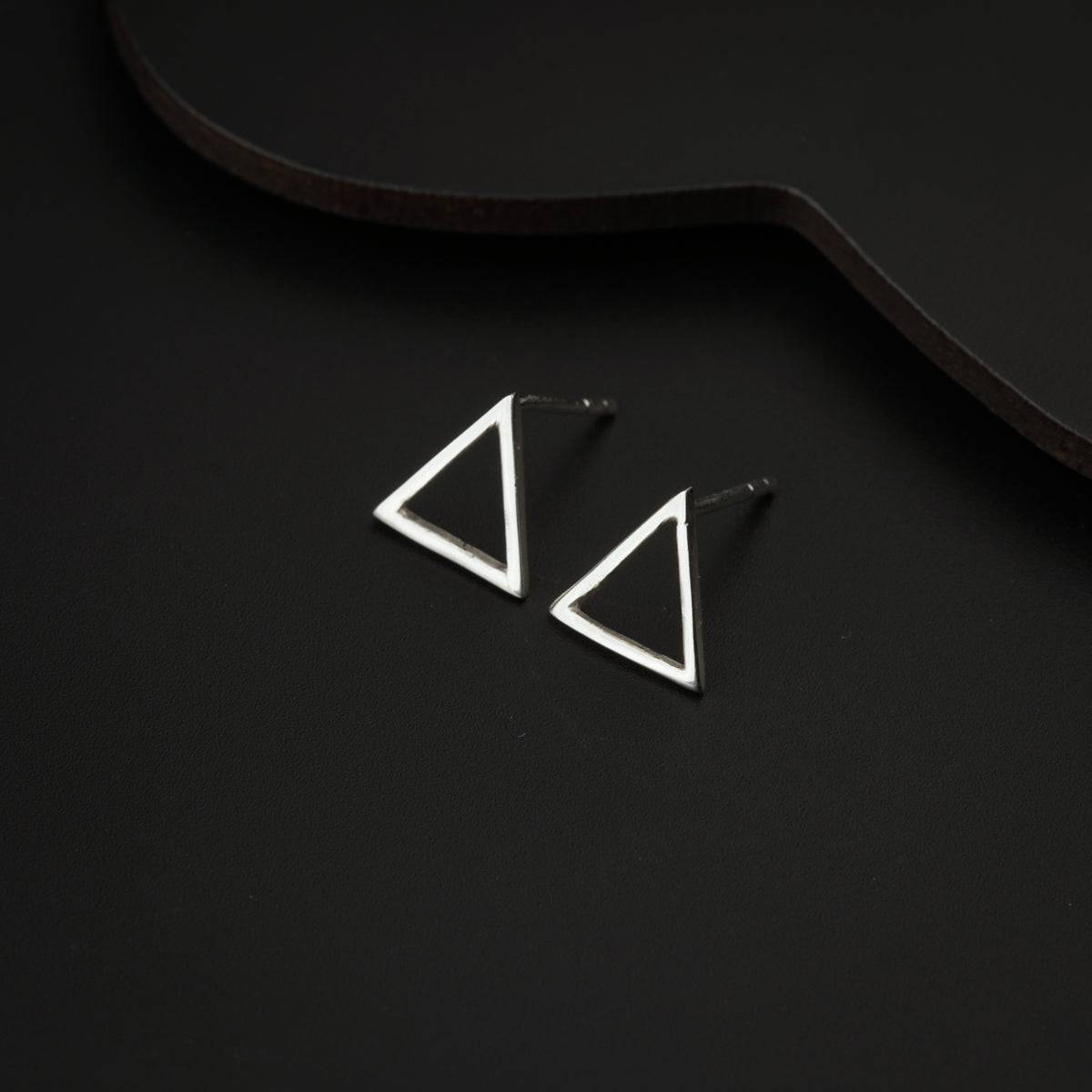 Tiny Silver Triangle Studs