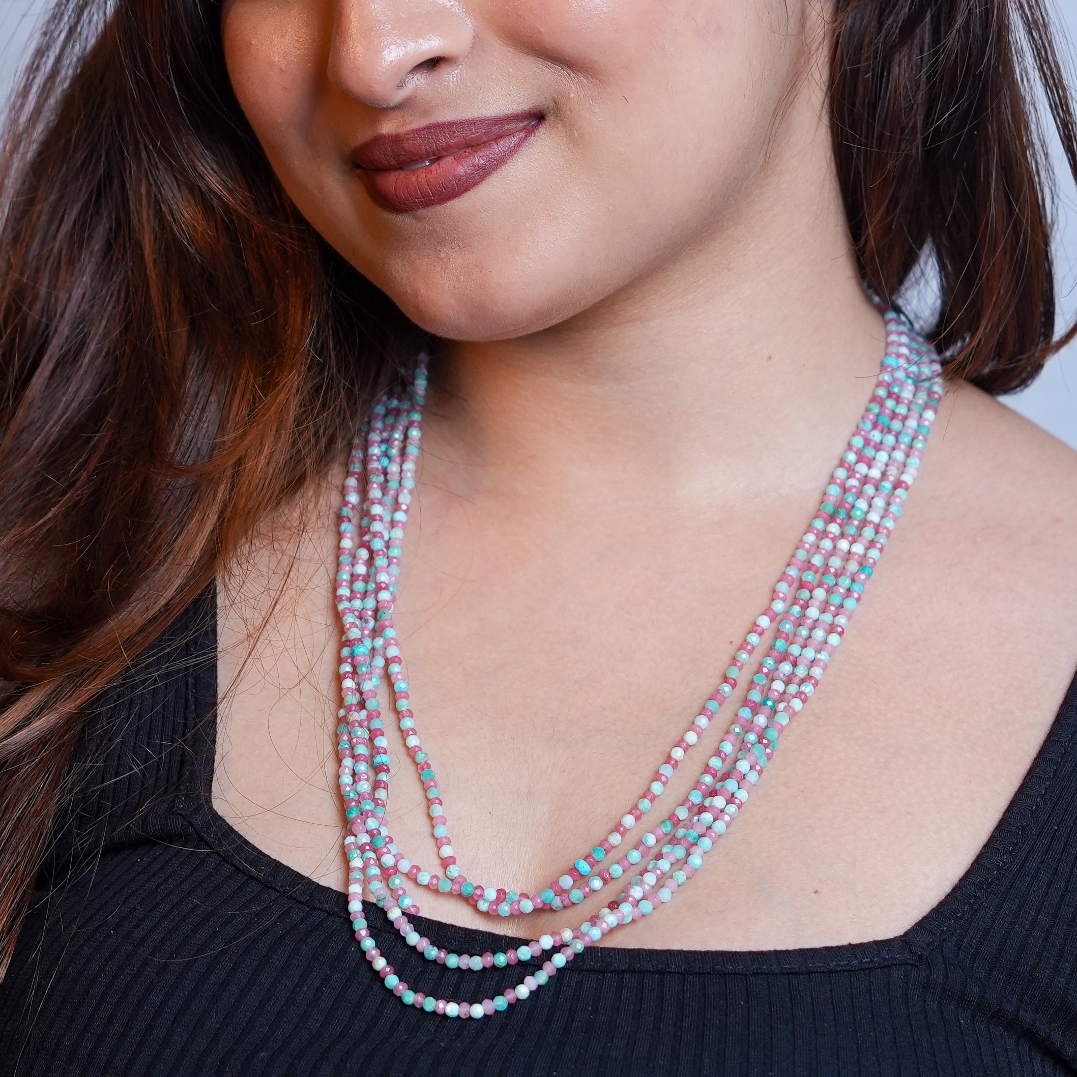 Luxe Necklace - Blue and Pink Jade
