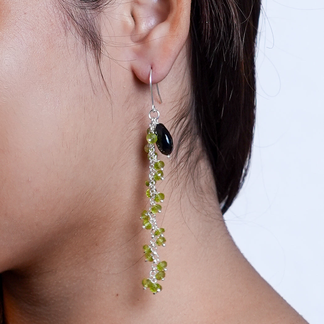 Black Spinel and Peridot Earrings (Project Handmade)