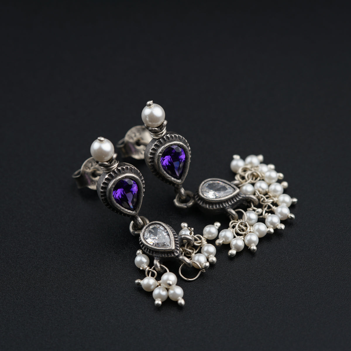 Classic Silver Tanmani Set with Amethyst and High Quality Pearls