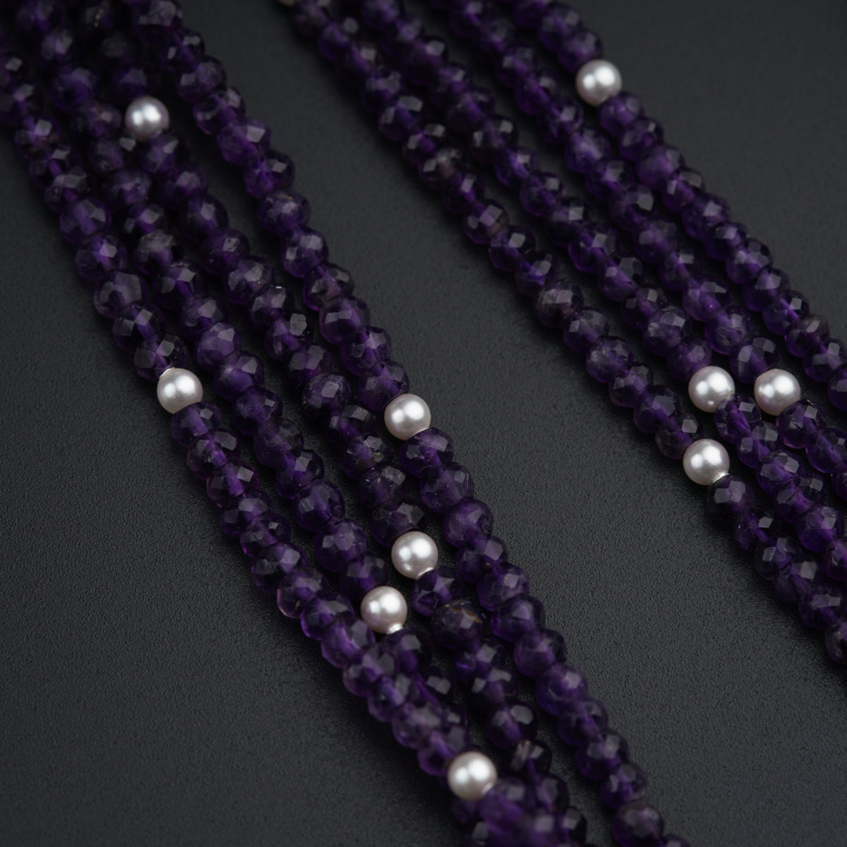 Classic Silver Tanmani Set with Amethyst and High Quality Pearls