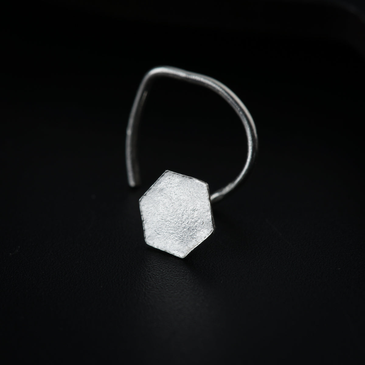 Silver Tiny Plain Hexagon Nose pin