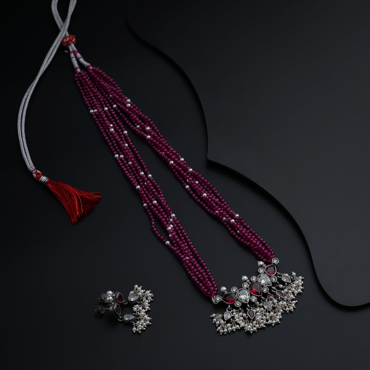 Classic Tanmani Set with Lab Made Ruby and High Quality Pearls