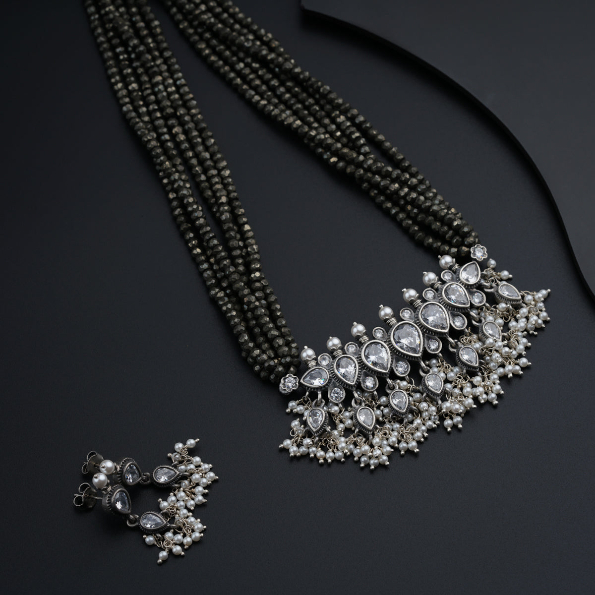 Classic Silver Tanmani Set with Pyrite