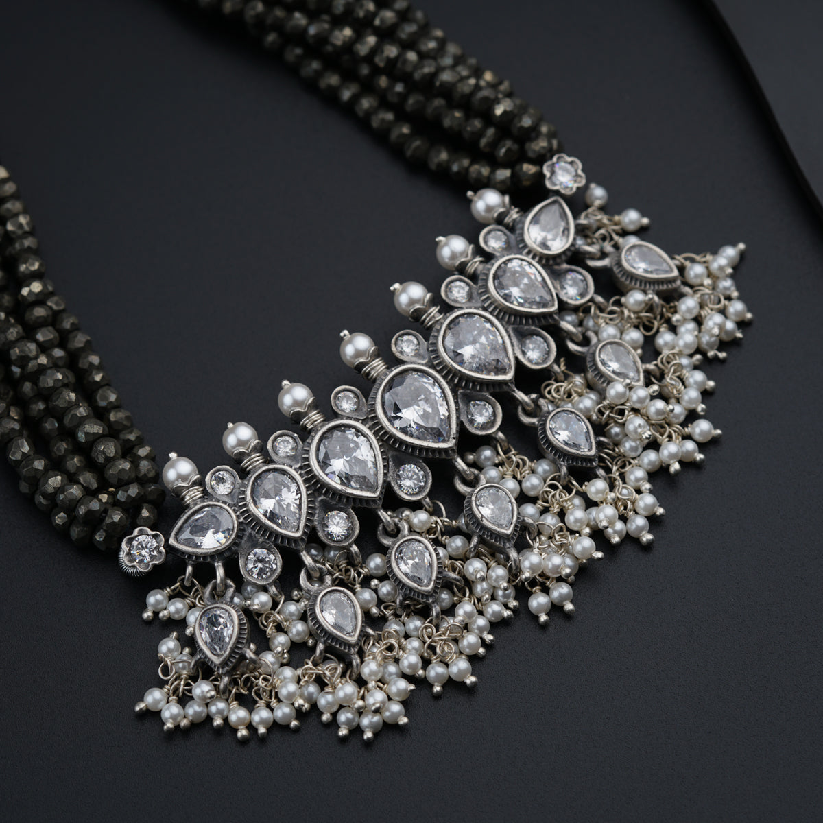 Classic Silver Tanmani Set with Pyrite