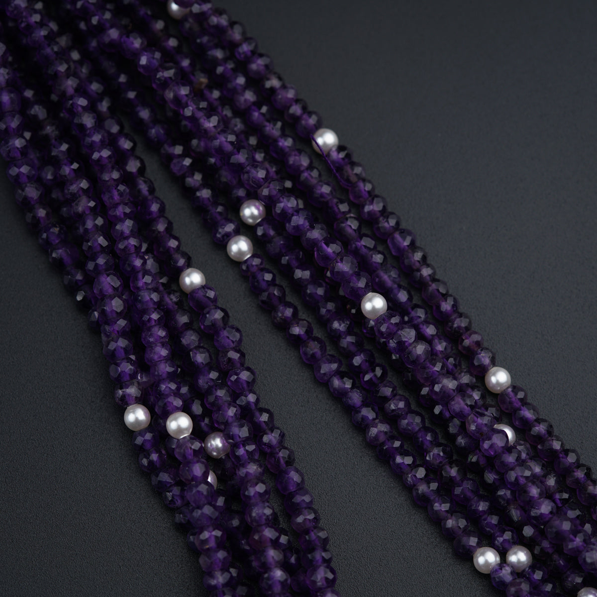 Classic Silver Tanmani Set with Amethyst and High Quality Pearls