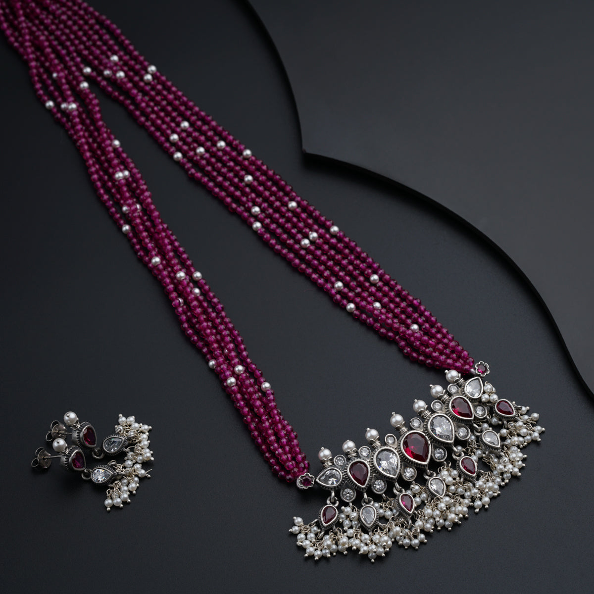 Classic Tanmani Set with Lab Made Ruby and High Quality Pearls