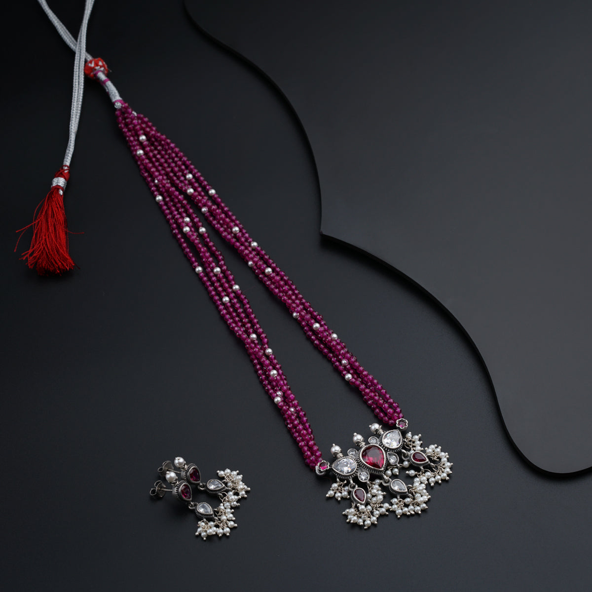 Classic Tanmani Set with Lab Made Ruby and High Quality Pearls