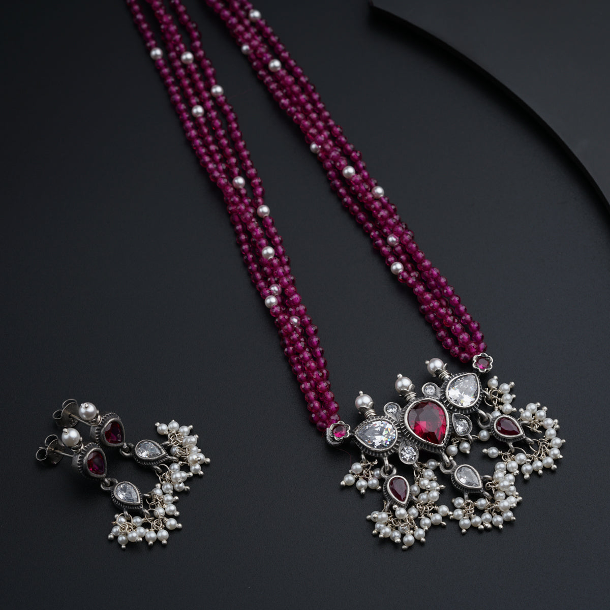 Classic Tanmani Set with Lab Made Ruby and High Quality Pearls