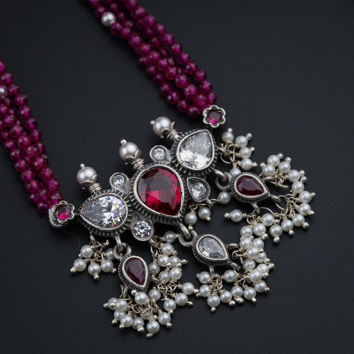 Classic Tanmani Set with Lab Made Ruby and High Quality Pearls