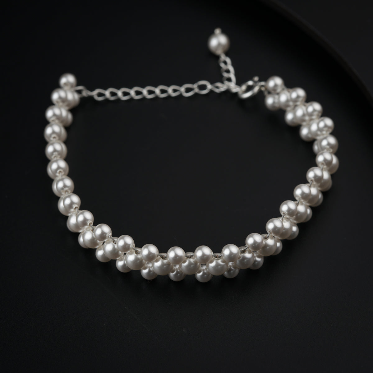Silver Pearl Beaded Bracelet