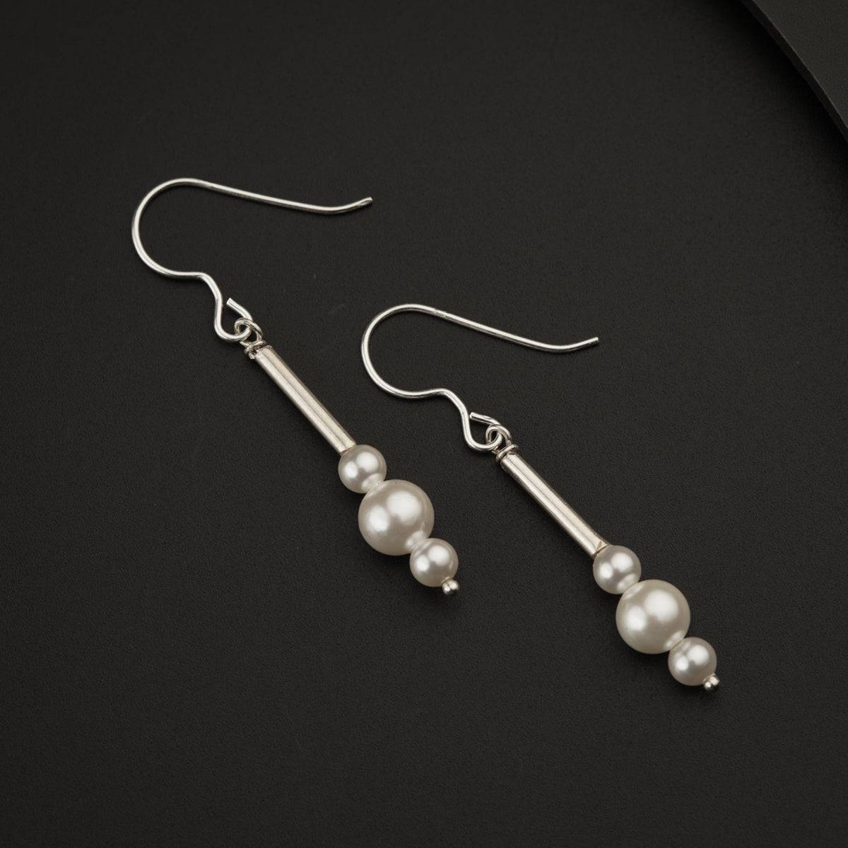 Silver Pipe Dangler with Pearls