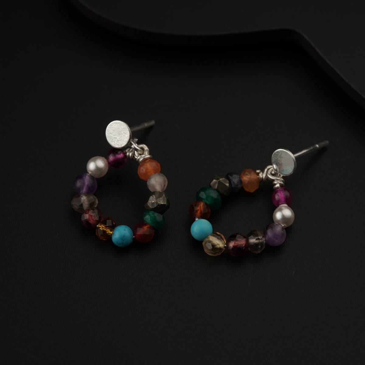 Multicolor Semi Precious Stones Tiny Studs Earring