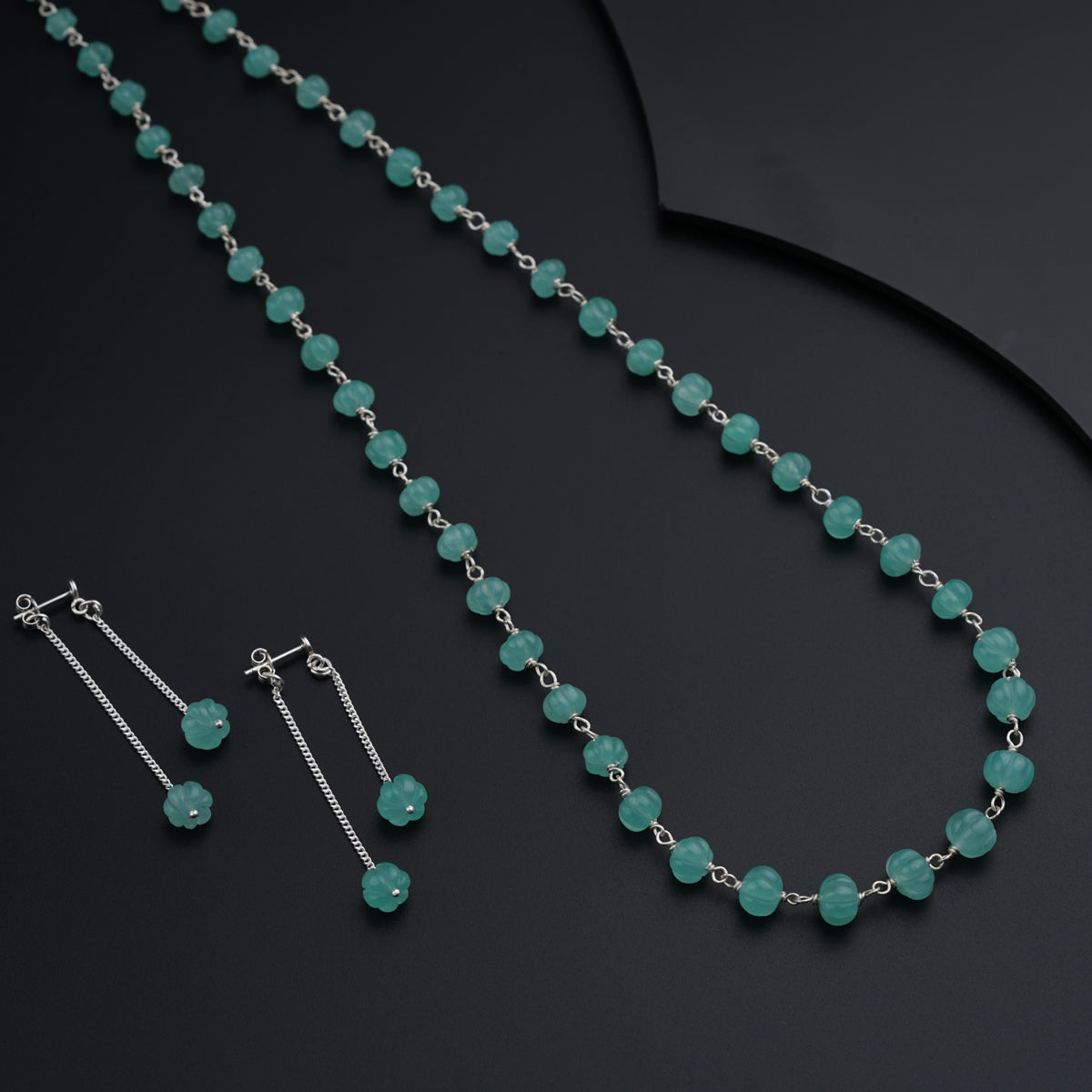 Silver Set with Semi Precious Stones-Aquamarine