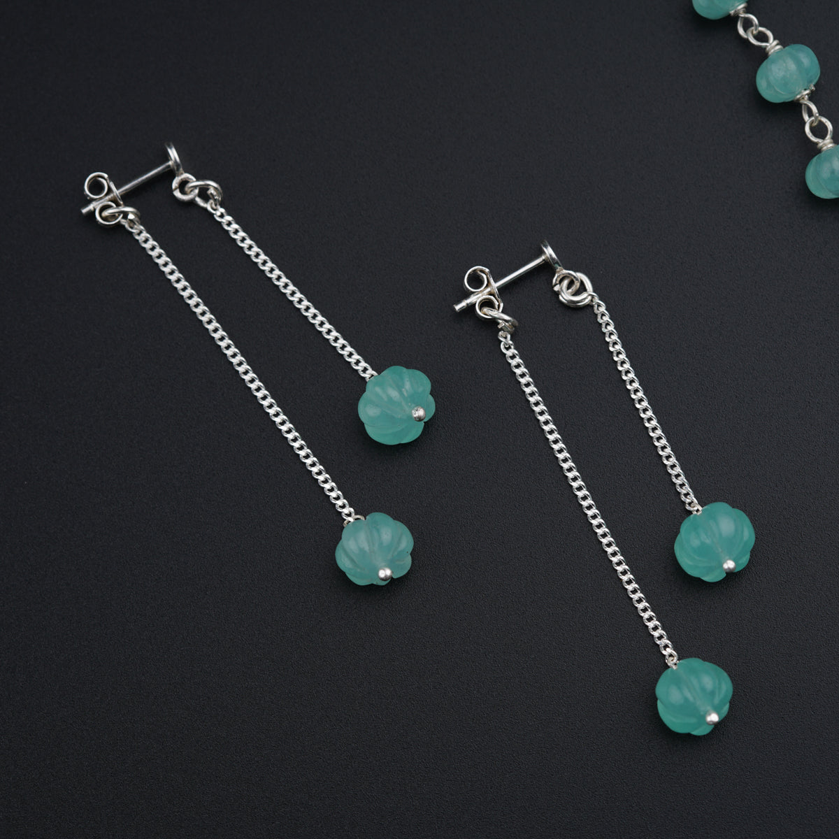 Silver Set with Semi Precious Stones-Aquamarine