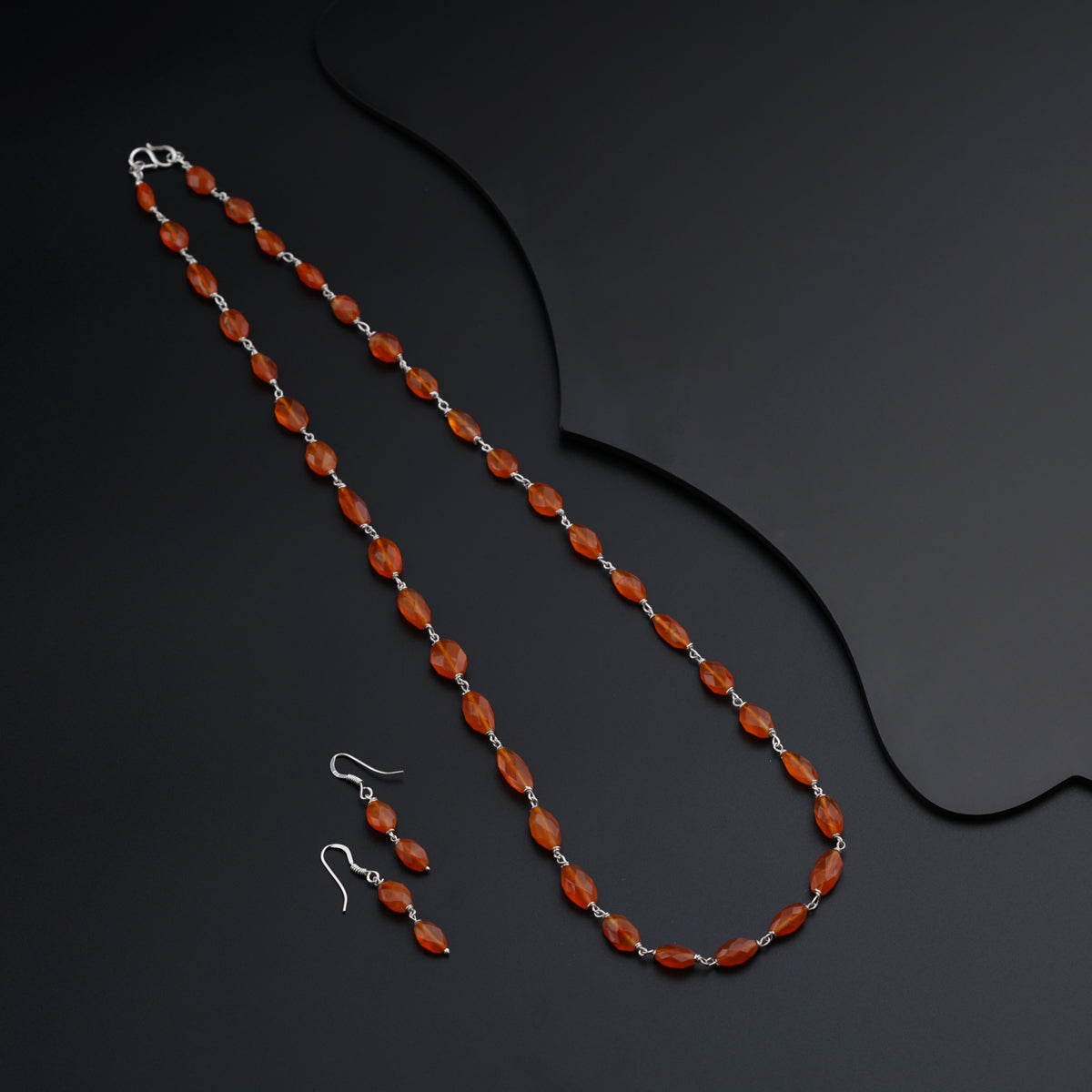 Silver Set with Semi Precious Stones-Carnelian