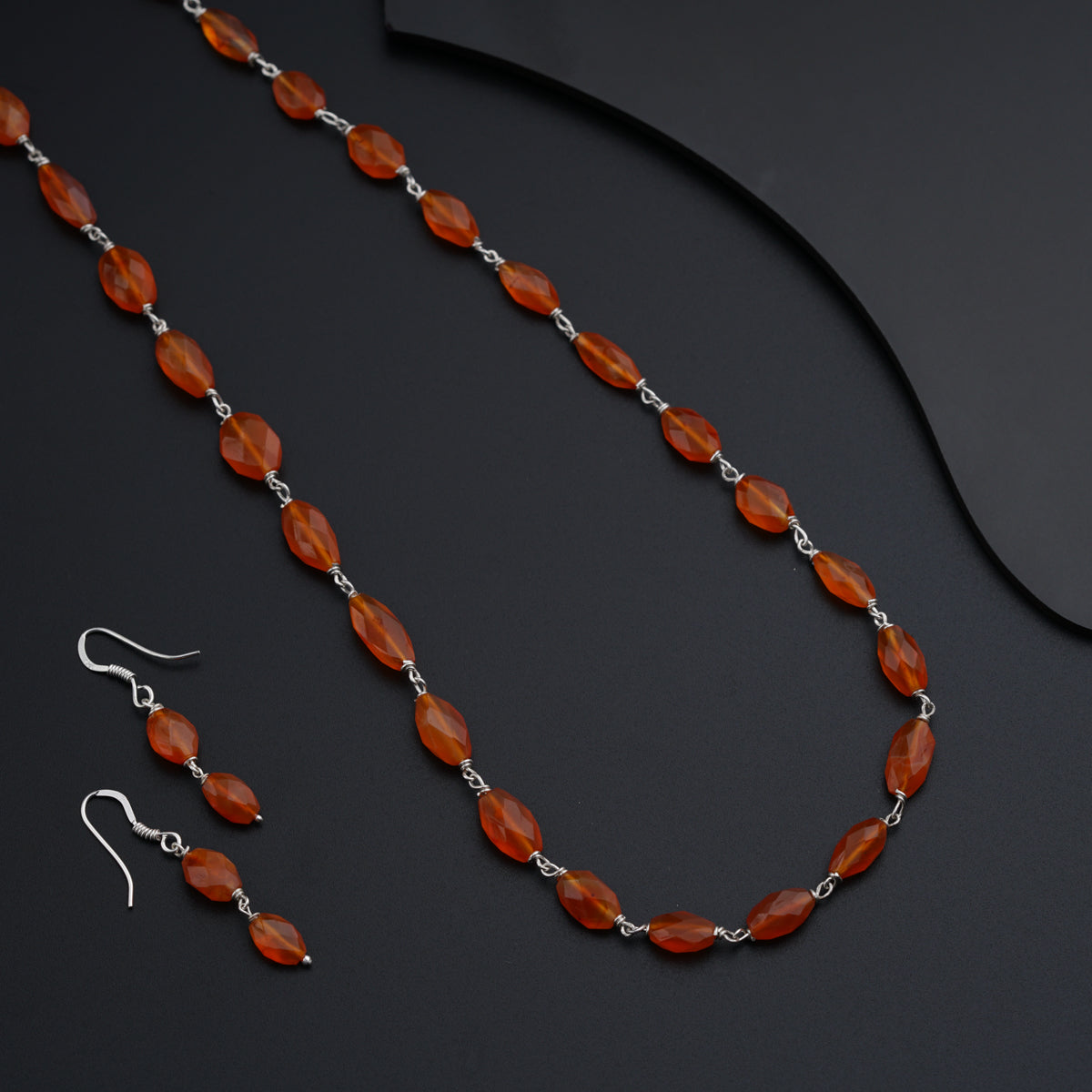 Silver Set with Semi Precious Stones-Carnelian