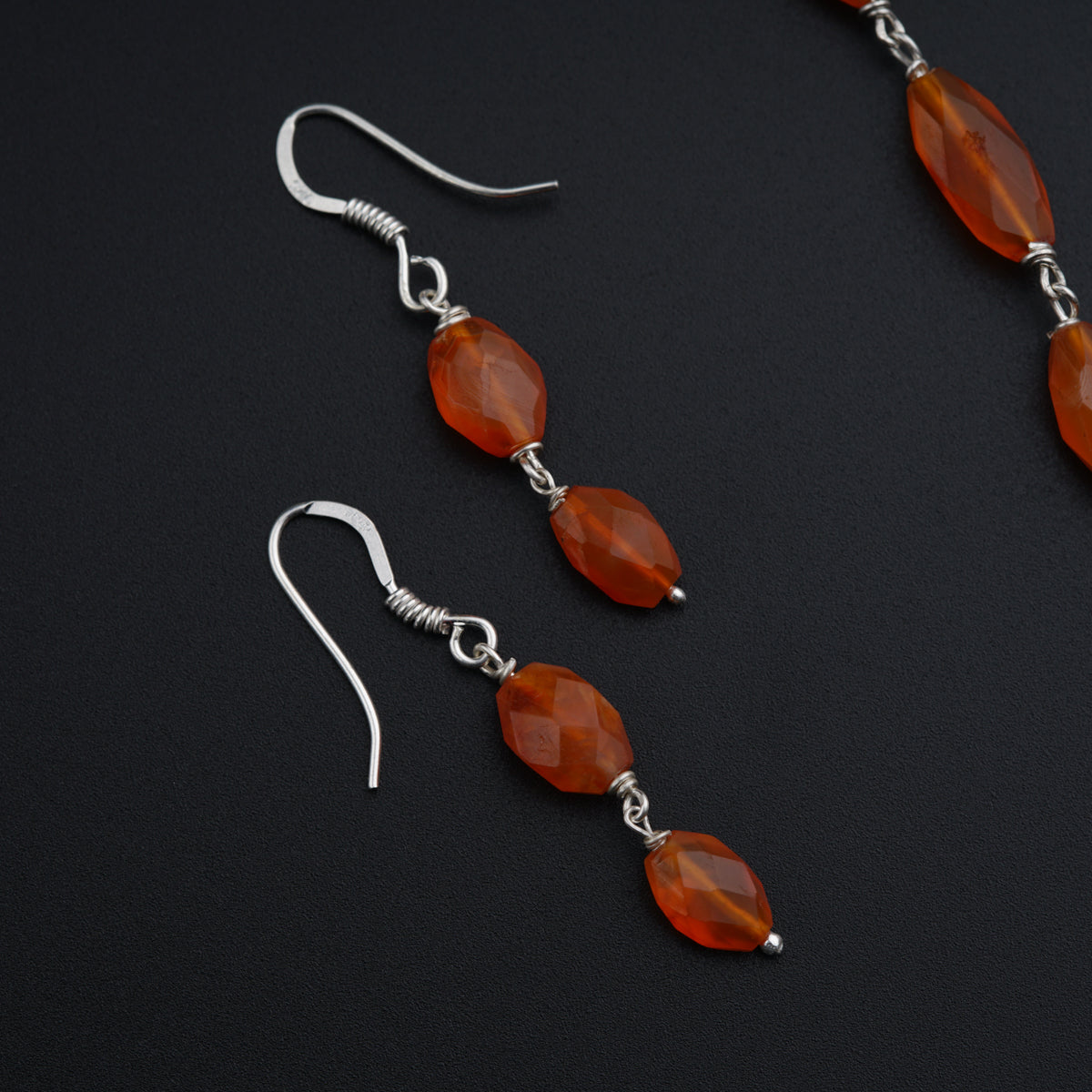 Silver Set with Semi Precious Stones-Carnelian