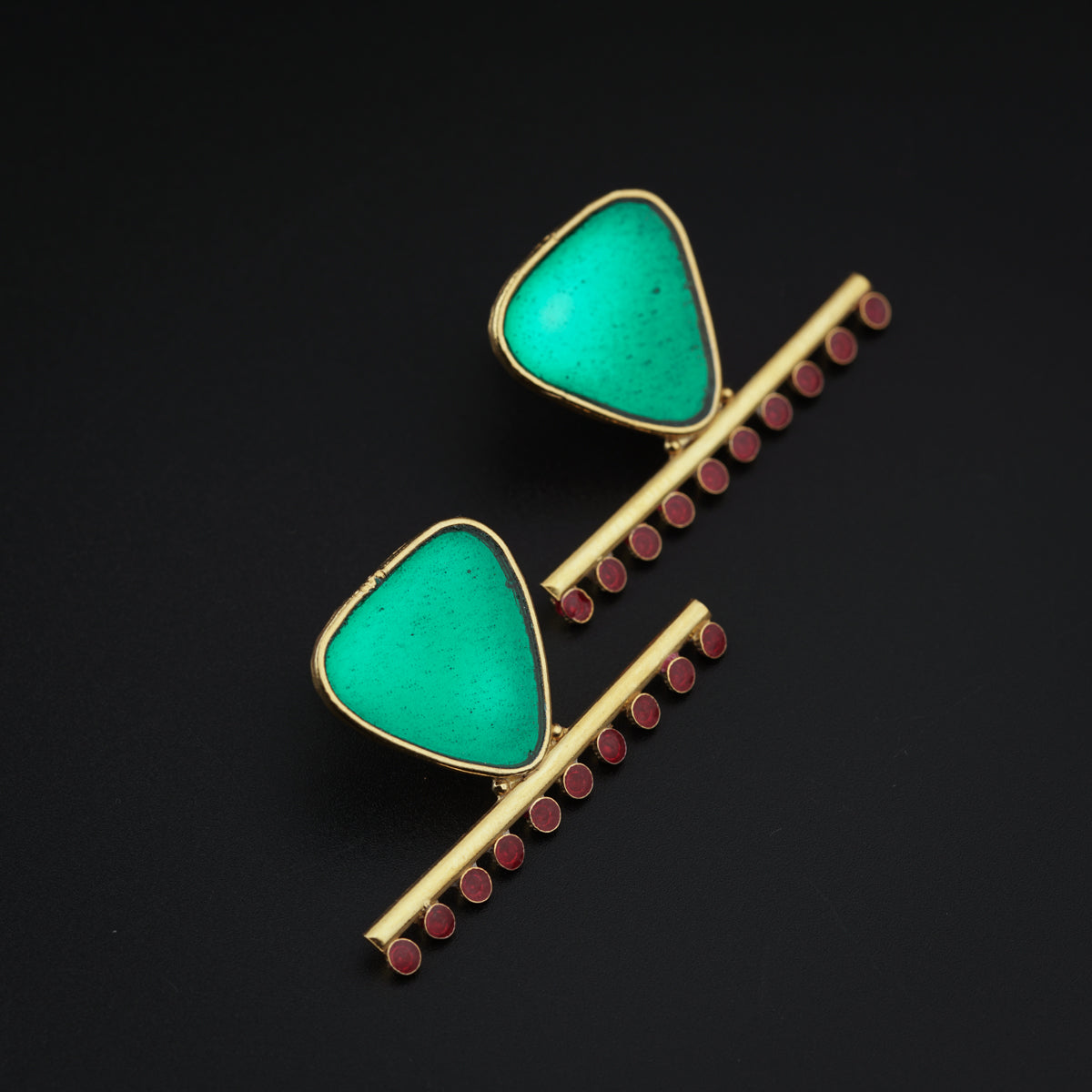 Handmade Triangle Meenakari Set | 92.5 Silver | 22K Gold Plated