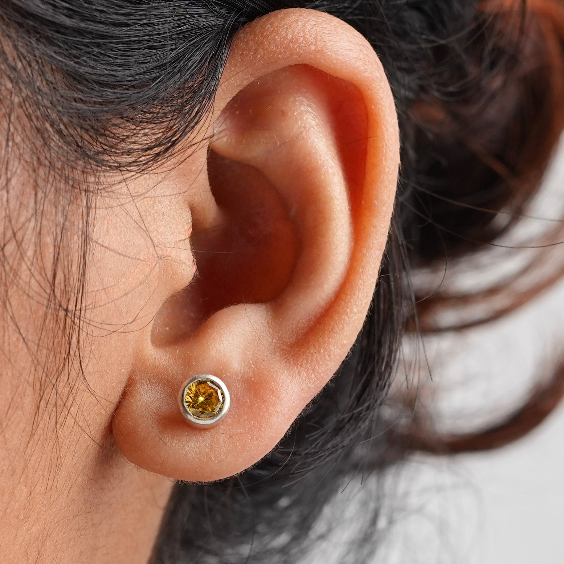 Yellow CZ Stone Studs