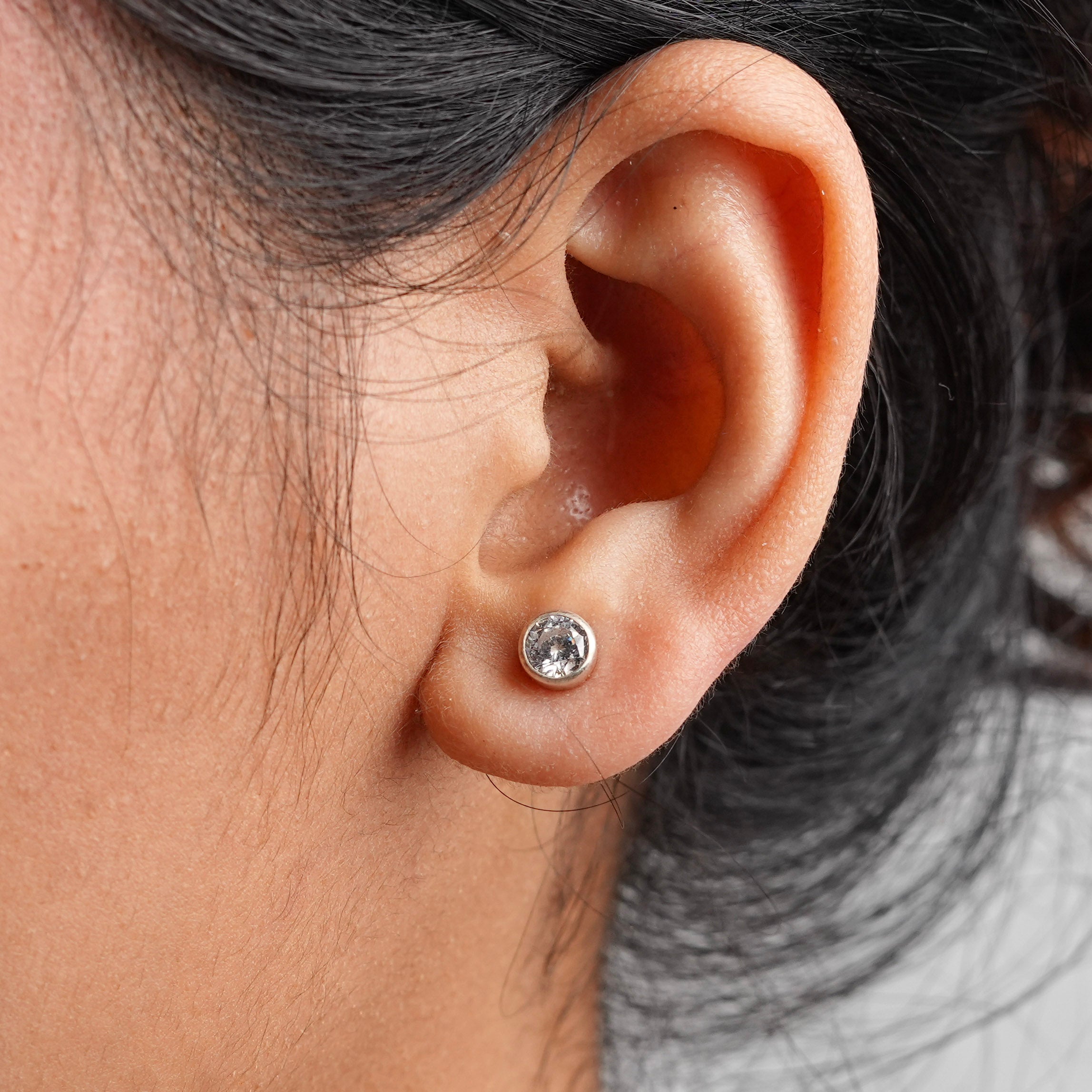 White CZ Stone Studs