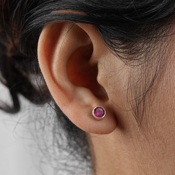 Pink CZ Stone Studs