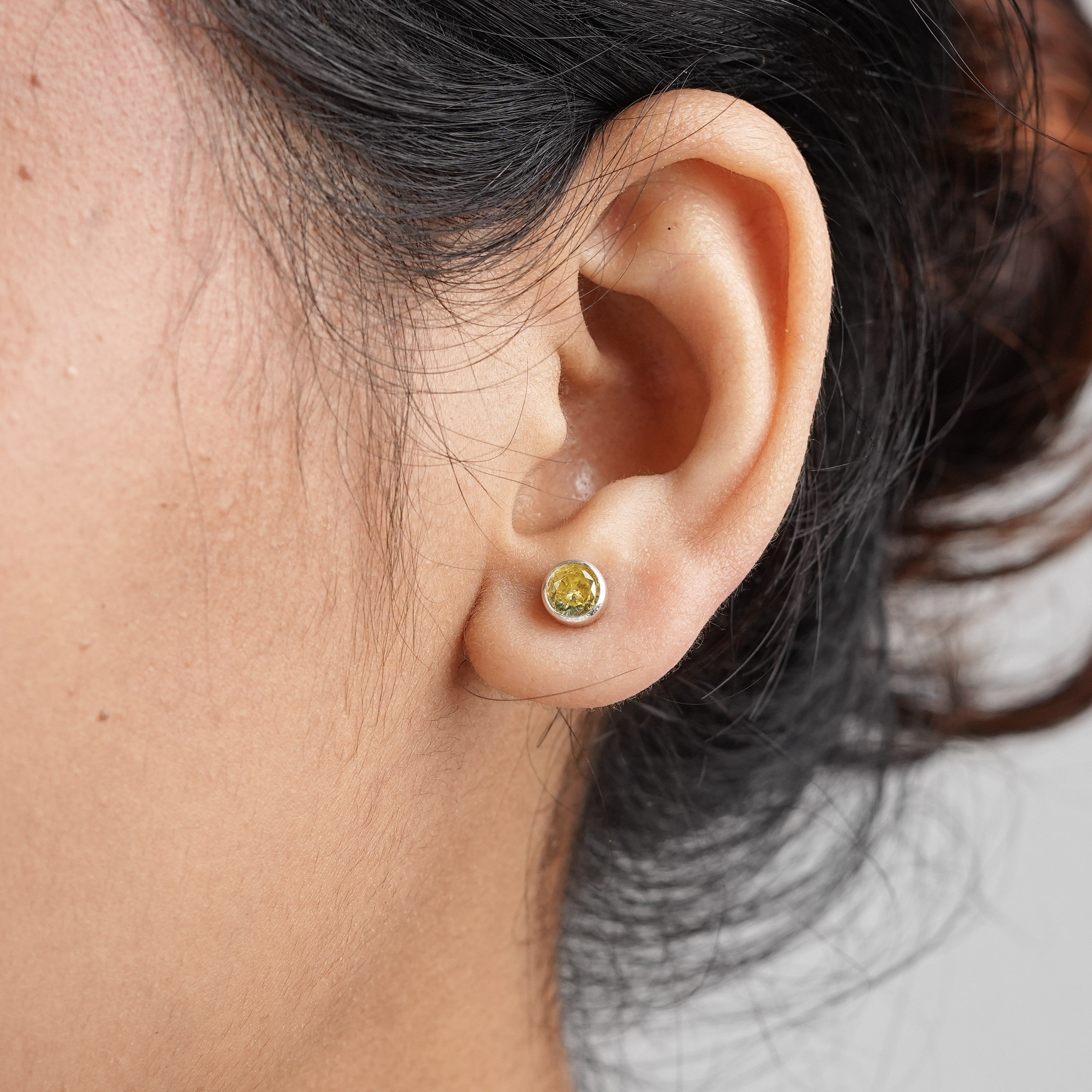 Pale Yellow CZ Stone Studs