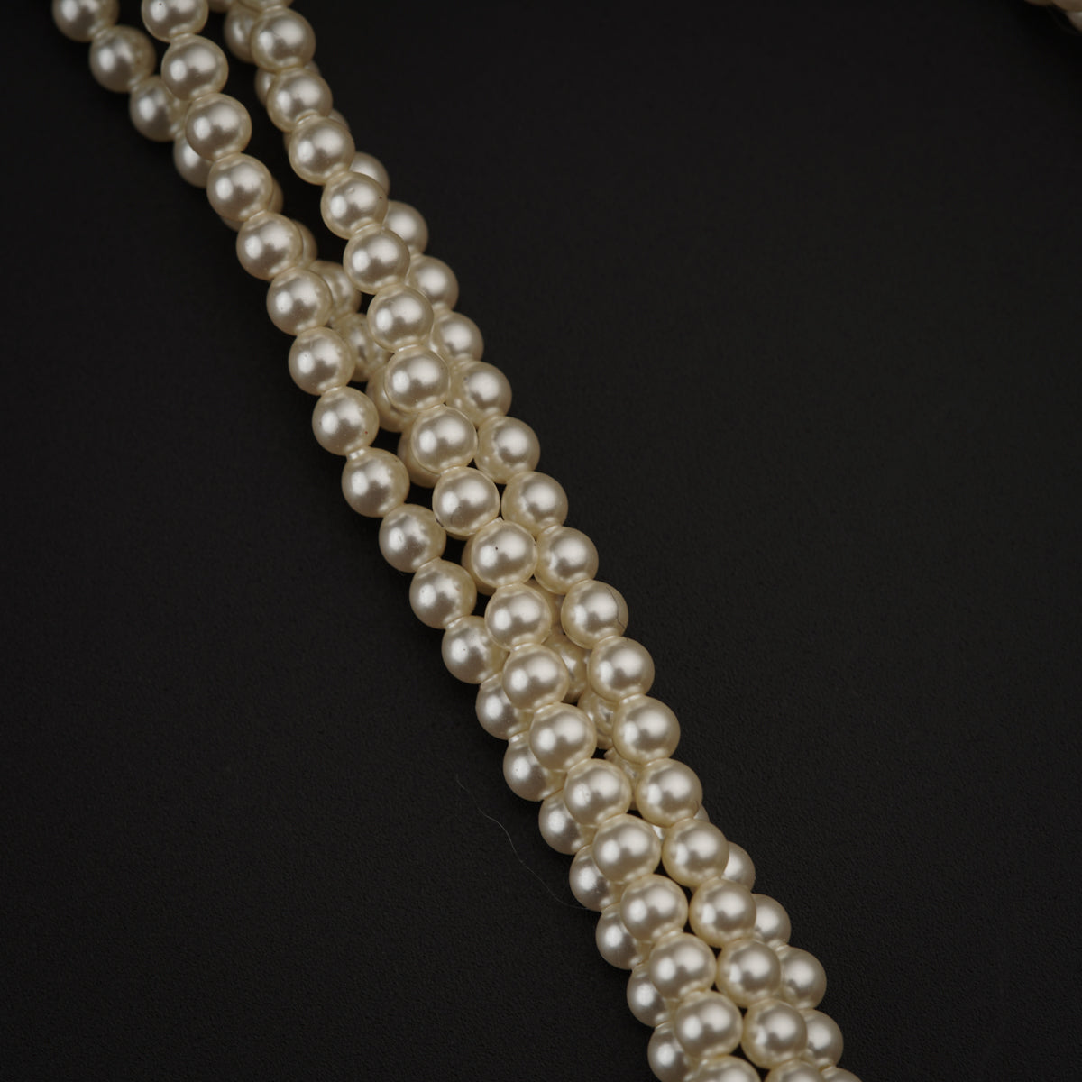 Filigree Silver Bead Motif Necklace with Pearls Gold Plated