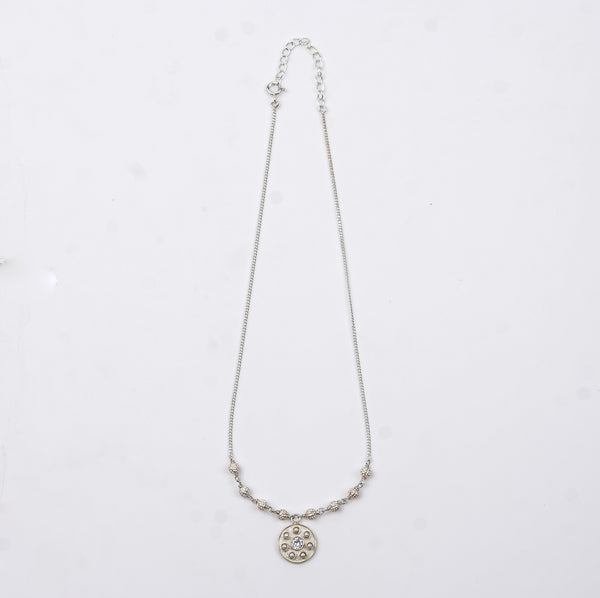 Moha Maya Shiny Silver Beads Necklace with Pearls