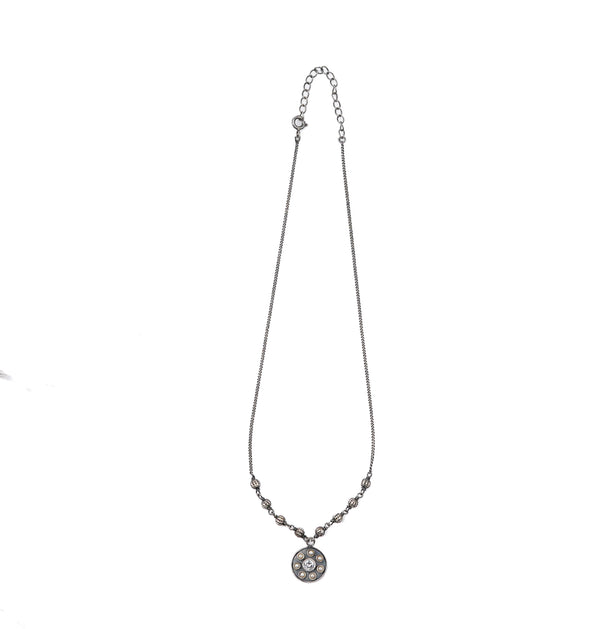 Moha Maya Oxidized Silver Beads Necklace with Pearls