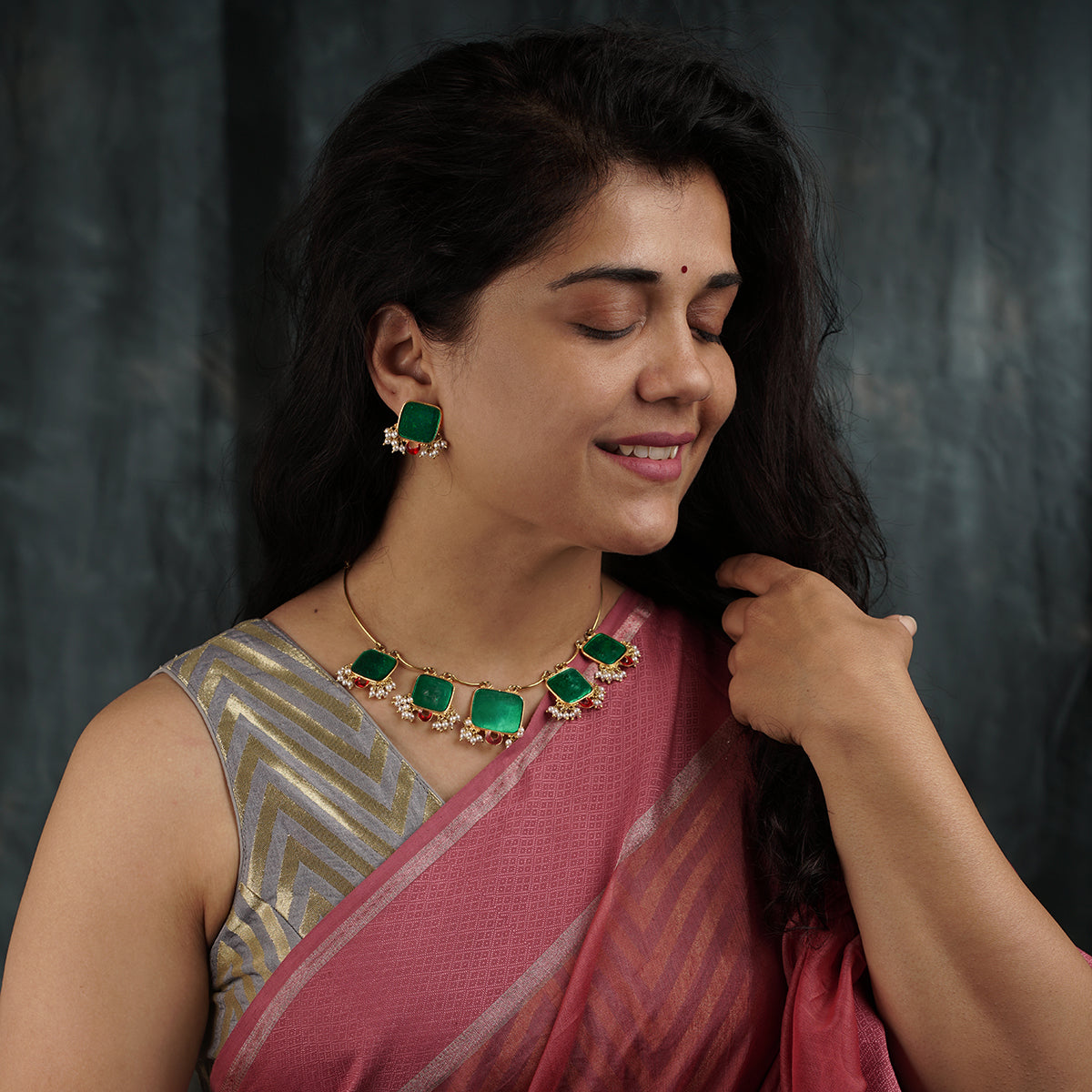 Handmade Meenakari Set|  92.5 Silver | 22K Gold Plated