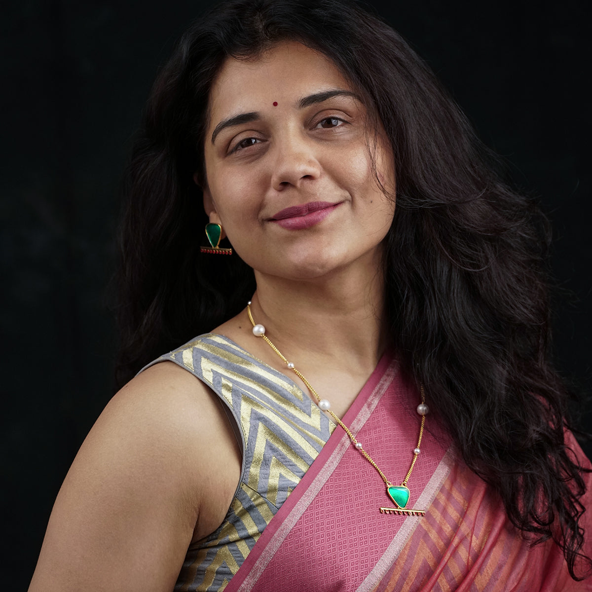 Handmade Triangle Meenakari Set | 92.5 Silver | 22K Gold Plated