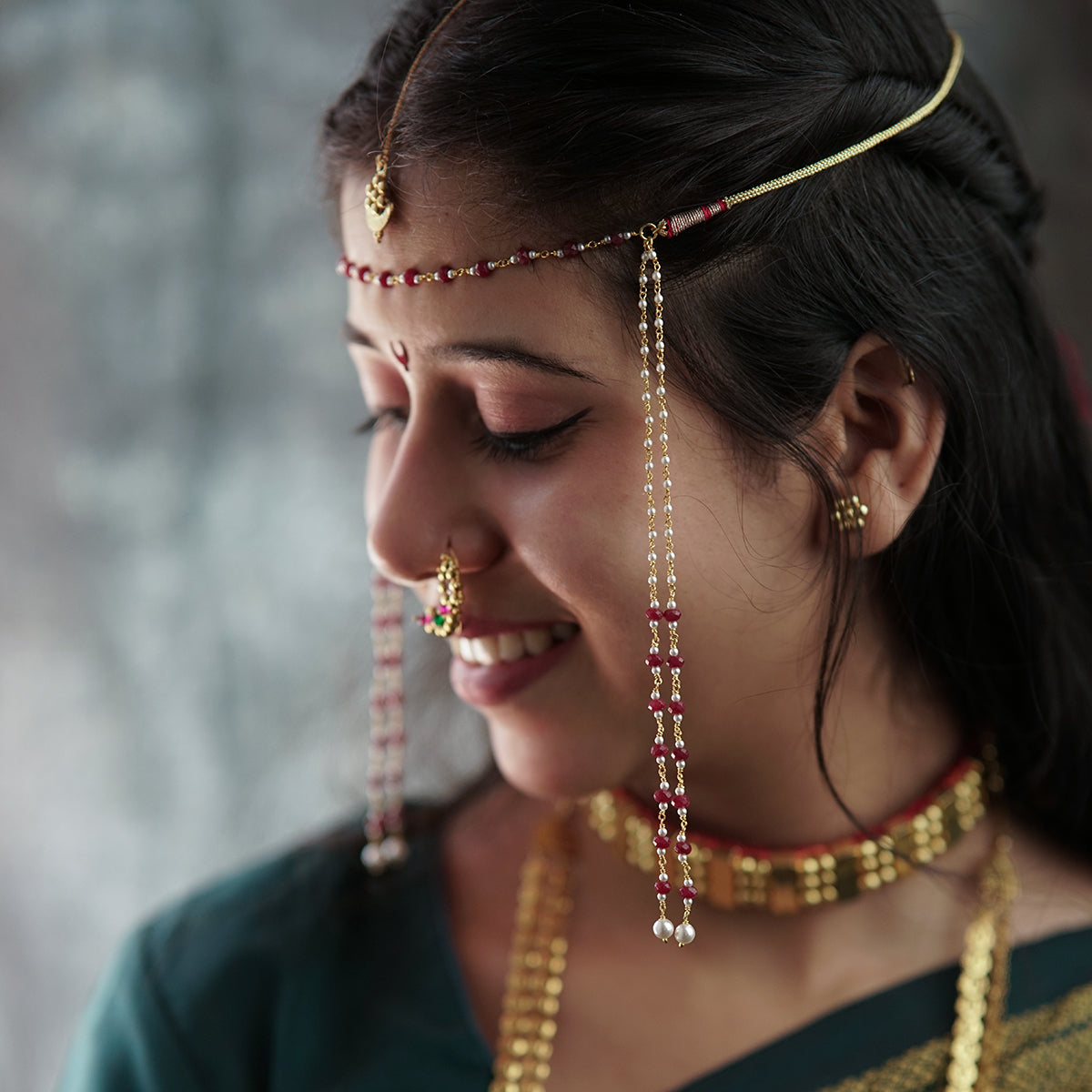Garnet Mundavali | 92.5 Silver | 22K Gold Plated