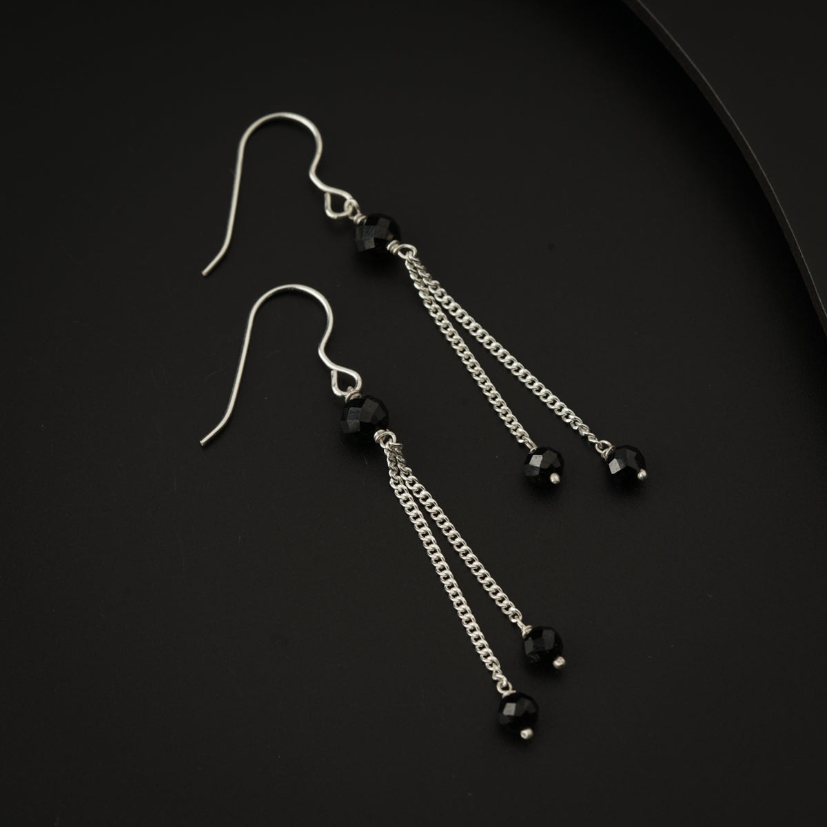 Black Onyx Silver Dangler