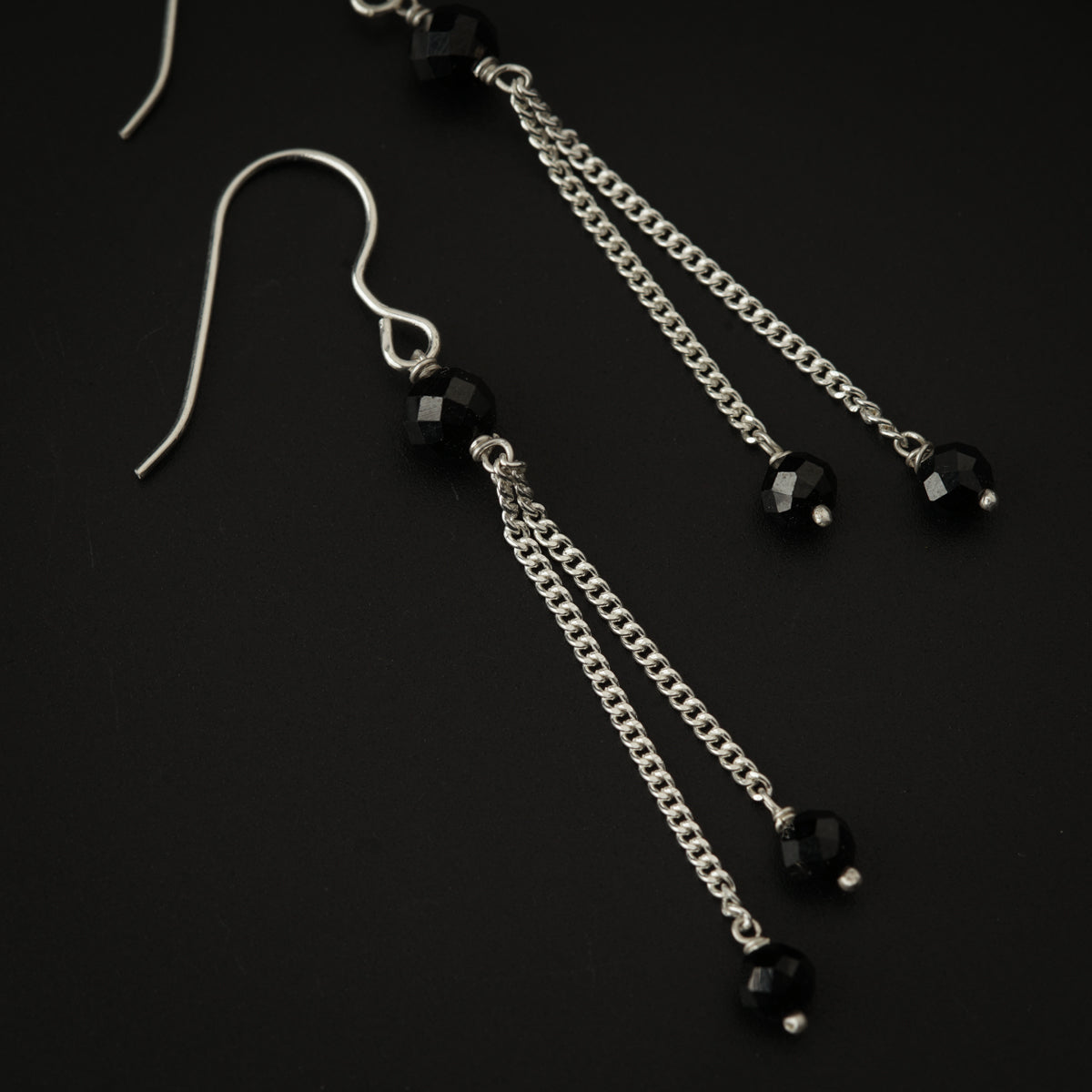 Black Onyx Silver Dangler