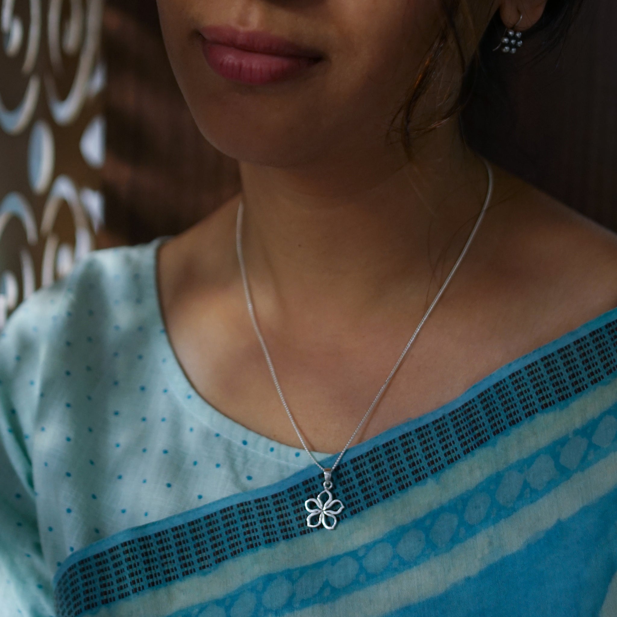 Sadafuli Charm Necklace Handcrafted Silver Jewelry House of Aadyaa