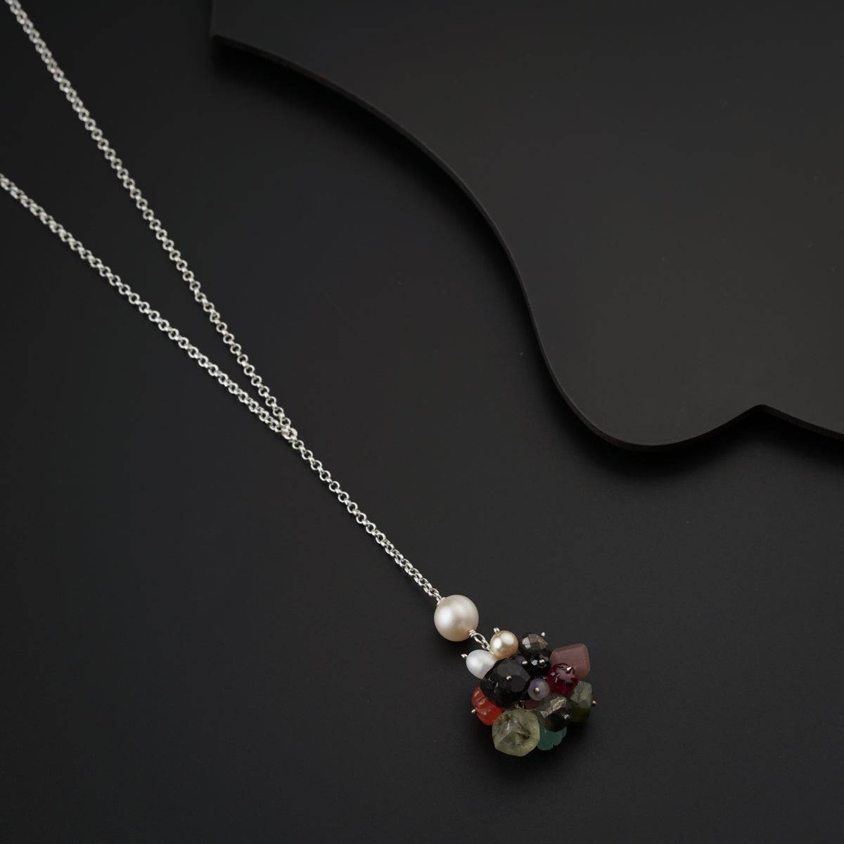 Multicolor Semi Precious Stones Bunch Necklace