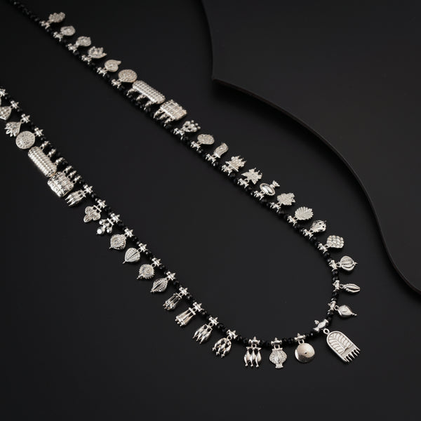 The Aadyaa Saaj (Silver, Black spinel) Short | 92.5 Silver | Shiny Silver Finish ( Made to Order )
